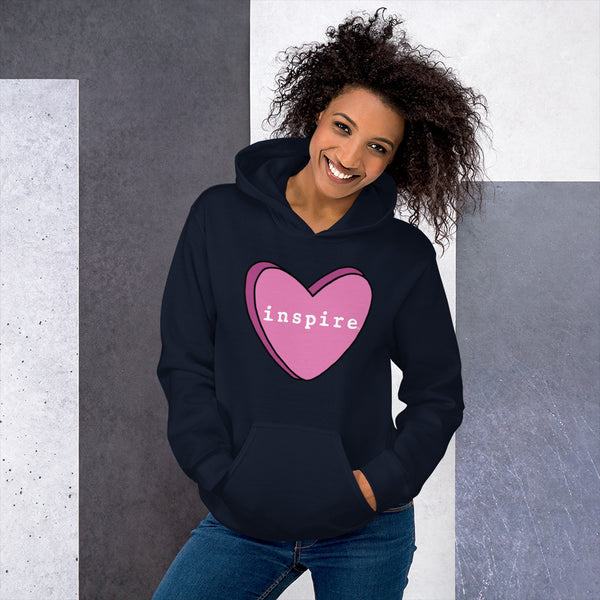 inspire Pink Candy Heart Unisex Hoodie