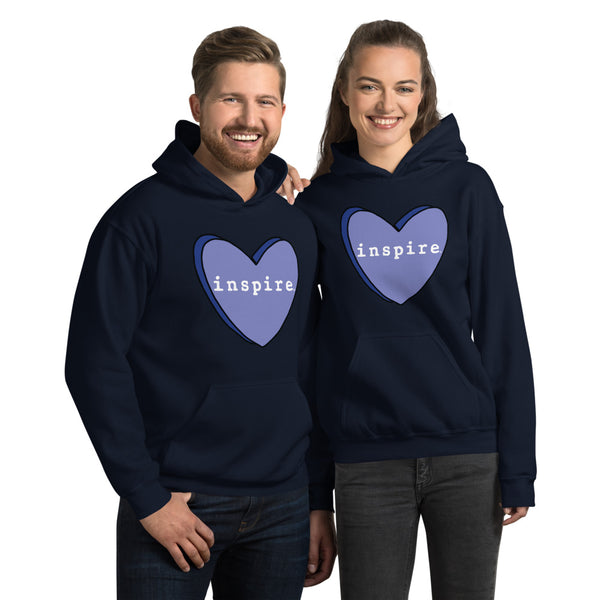 inspire Blue Candy Heart Unisex Hoodie