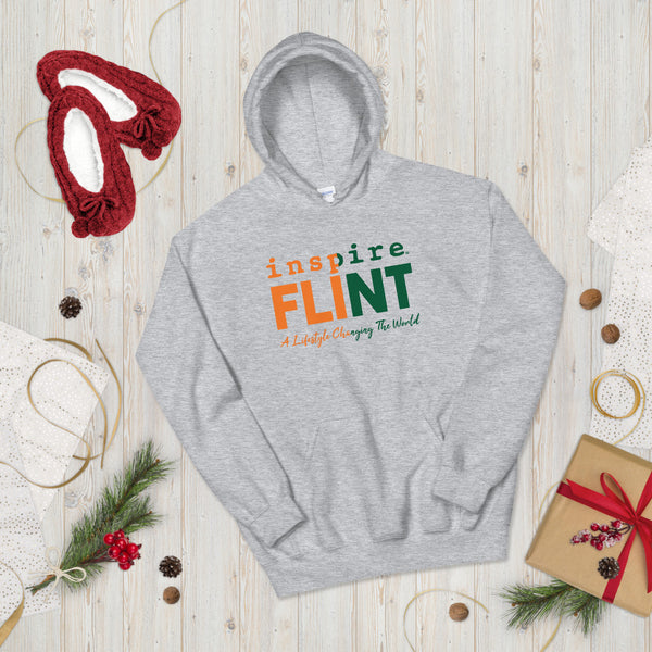 inspire Flint Green and Orange Unisex Hoodie