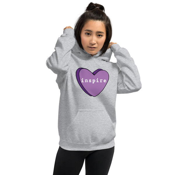inspire Purple Candy Heart Unisex Hoodie