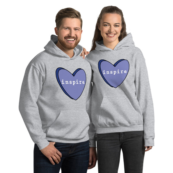 inspire Blue Candy Heart Unisex Hoodie