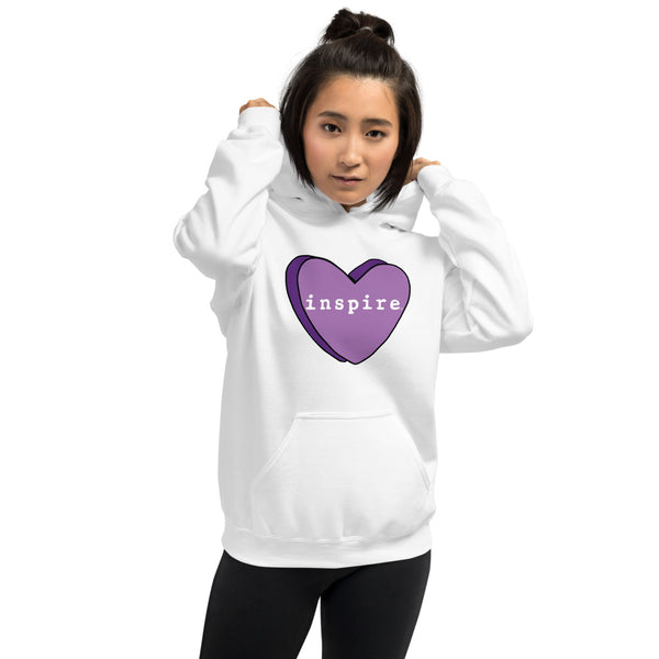 inspire Purple Candy Heart Unisex Hoodie