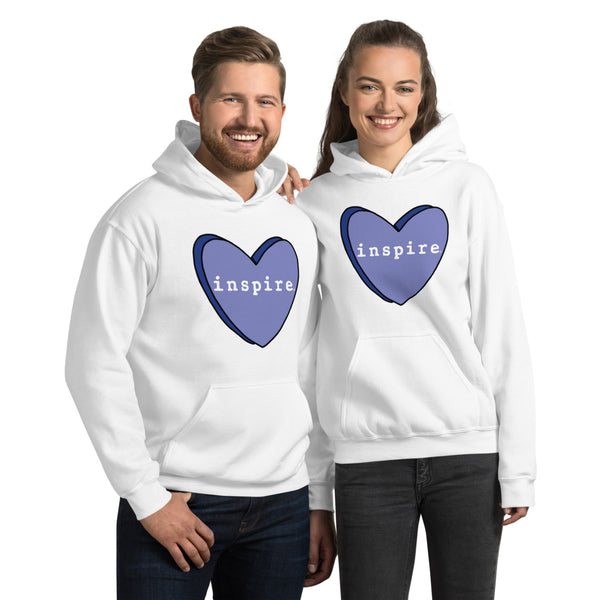 inspire Blue Candy Heart Unisex Hoodie
