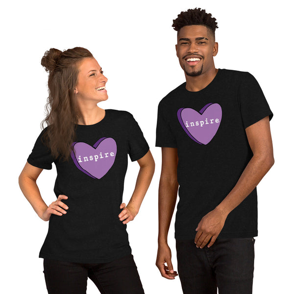 inspire Purple Candy Heart Short-Sleeve Unisex T-Shirt