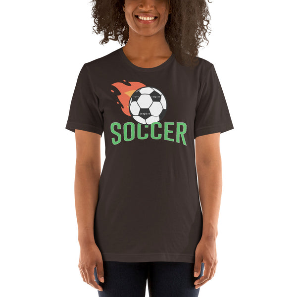 inspire Soccer Ball Flamin' Unisex t-shirt