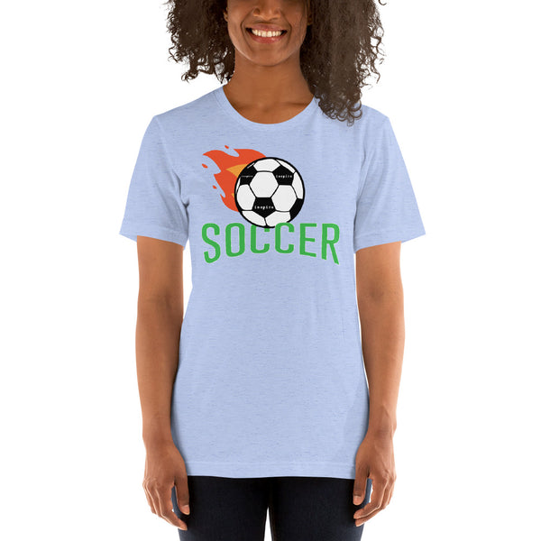 inspire Soccer Ball Flamin' Unisex t-shirt