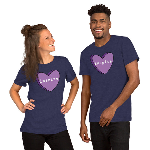 inspire Purple Candy Heart Short-Sleeve Unisex T-Shirt