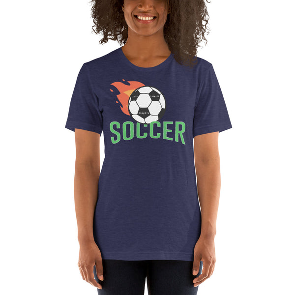 inspire Soccer Ball Flamin' Unisex t-shirt