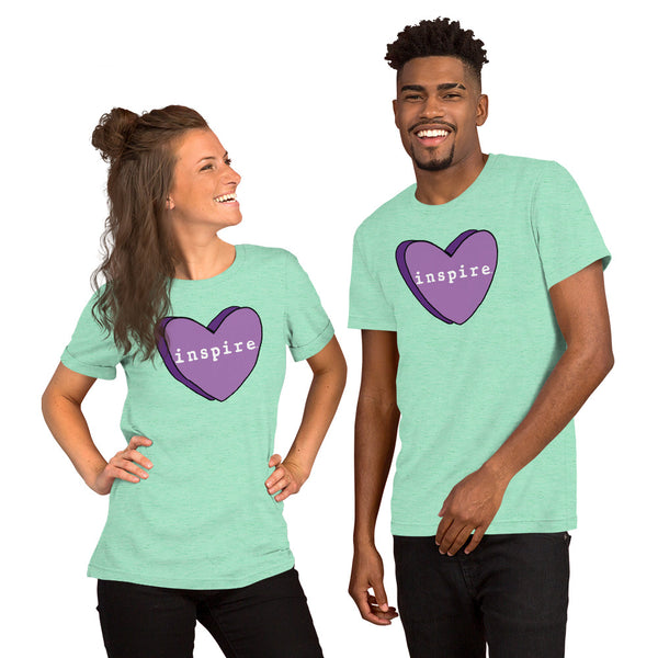 inspire Purple Candy Heart Short-Sleeve Unisex T-Shirt