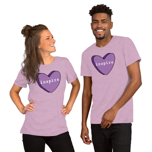 inspire Purple Candy Heart Short-Sleeve Unisex T-Shirt