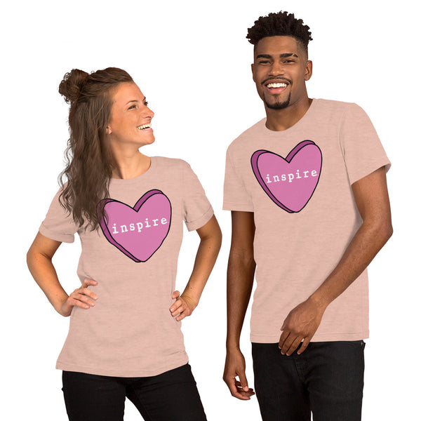 inspire Pink Candy Heart Short-Sleeve Unisex T-Shirt