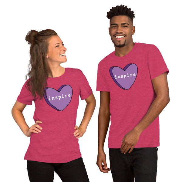 inspire Purple Candy Heart Short-Sleeve Unisex T-Shirt