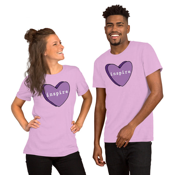 inspire Purple Candy Heart Short-Sleeve Unisex T-Shirt