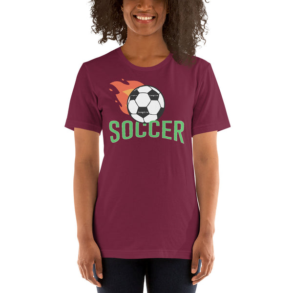 inspire Soccer Ball Flamin' Unisex t-shirt