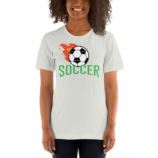 inspire Soccer Ball Flamin' Unisex t-shirt