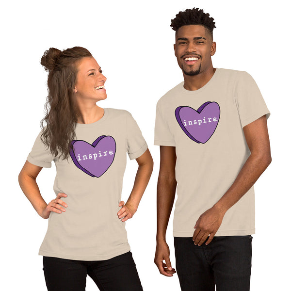 inspire Purple Candy Heart Short-Sleeve Unisex T-Shirt