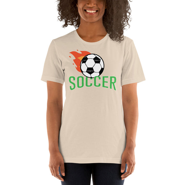 inspire Soccer Ball Flamin' Unisex t-shirt