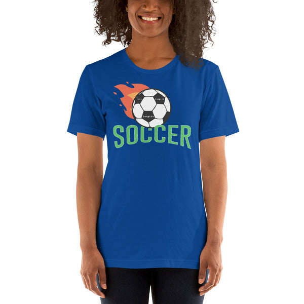 inspire Soccer Ball Flamin' Unisex t-shirt
