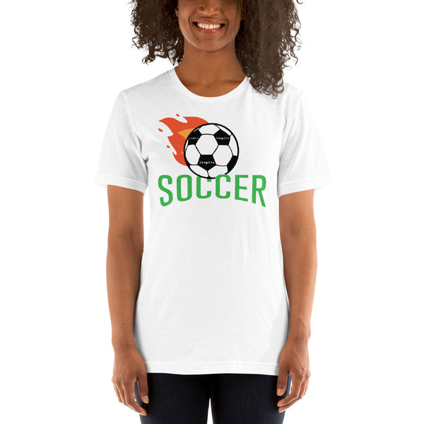 inspire Soccer Ball Flamin' Unisex t-shirt