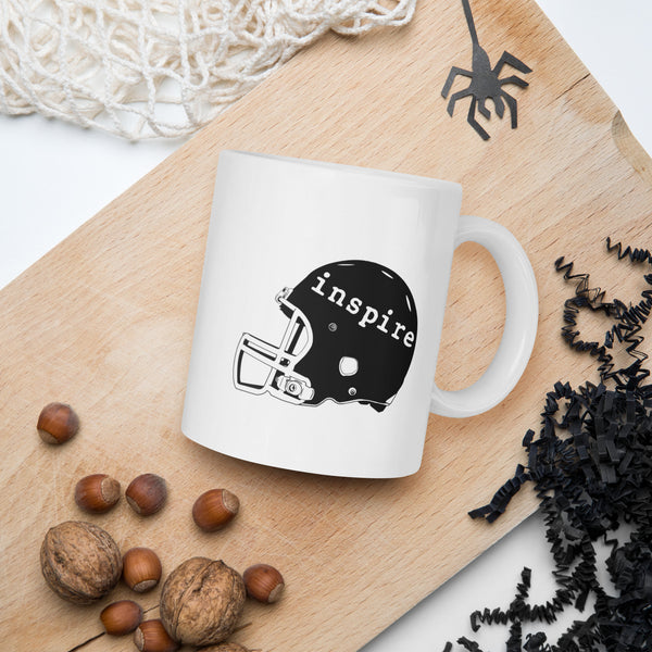 inspire Football White glossy mug