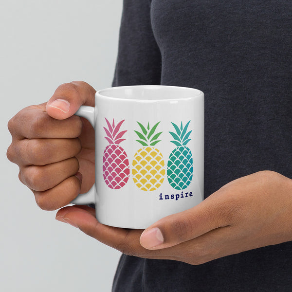 inspire Pineapple White glossy mug