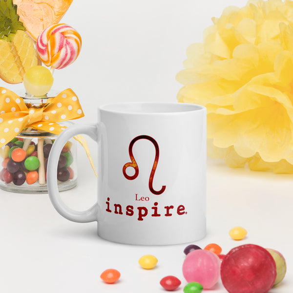 inspire Leo White glossy mug