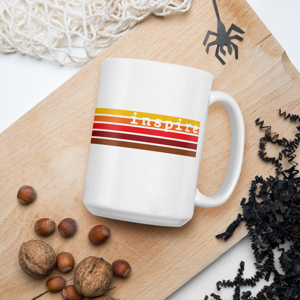 inspire Retro Stripes White glossy mug