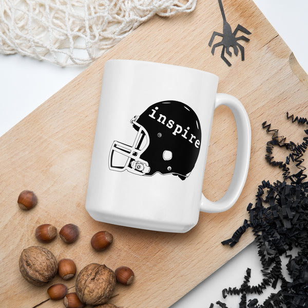 inspire Football White glossy mug