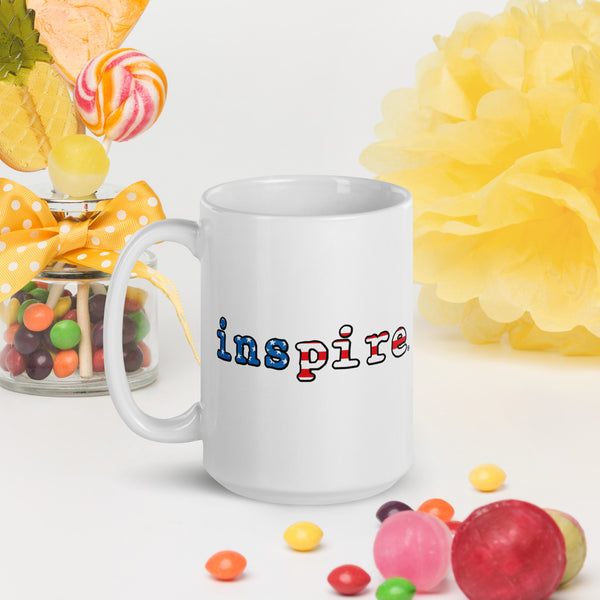 inspire Freedom White glossy mug