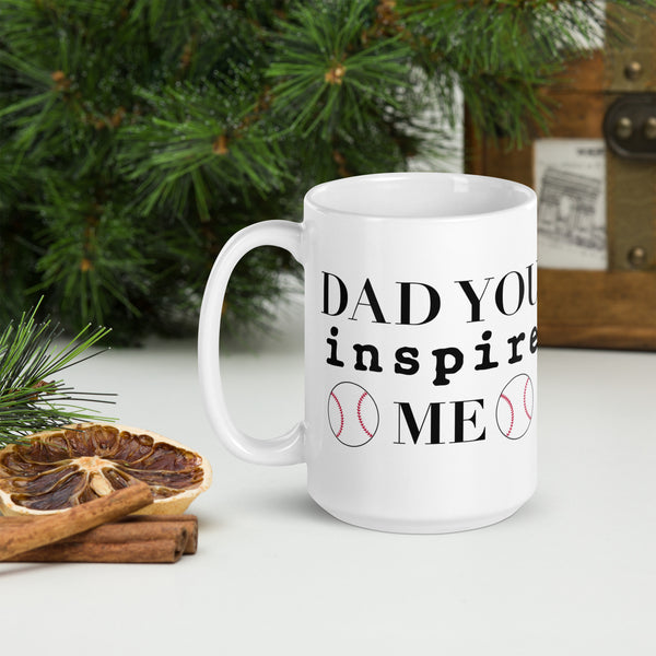 inspire Dad White glossy mug
