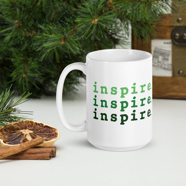 inspire Tri Green White glossy mug