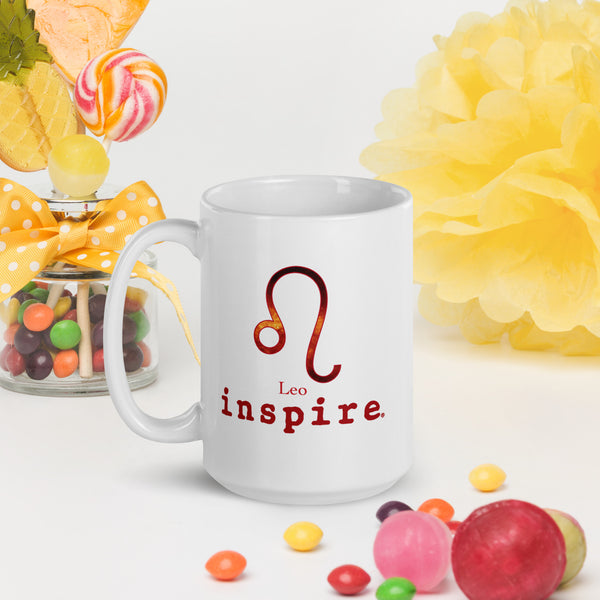 inspire Leo White glossy mug