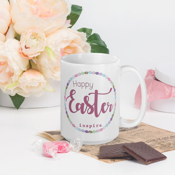 inspire Happy Easter White glossy mug