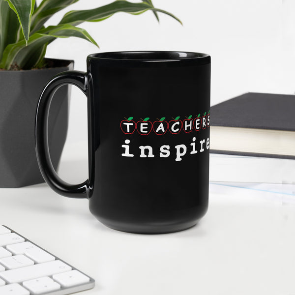 inspire Teachers Black Glossy Mug