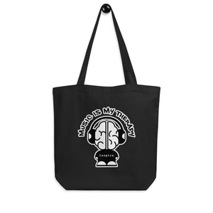 inspire Music is My Therapy Black and White Eco Tote Bag