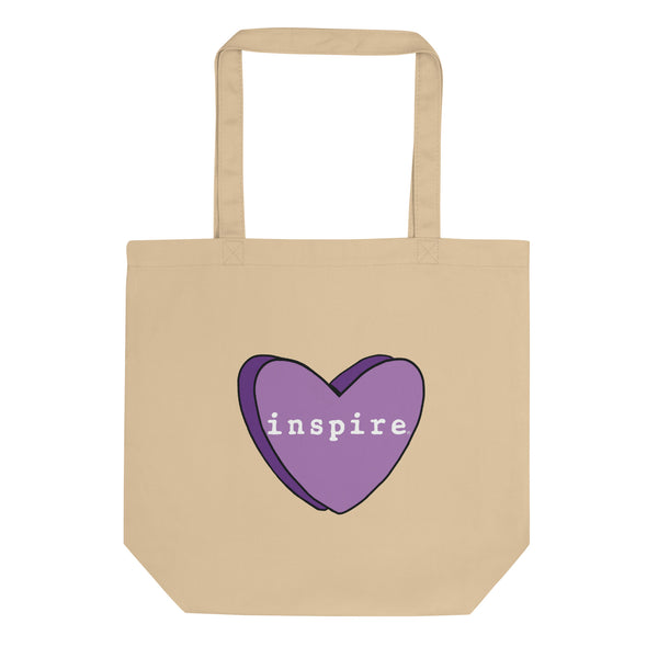 inspire Purple Heart Eco Tote Bag