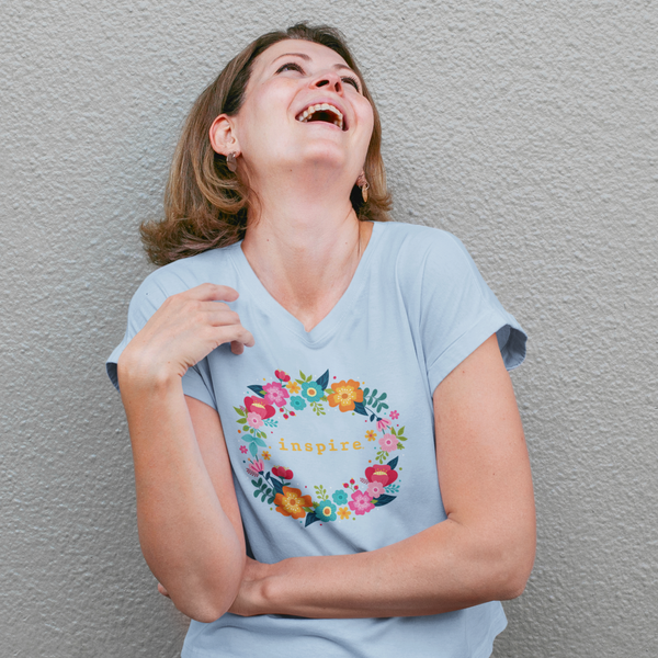 inspire Floral  Wreath Women’s recycled v-neck t-shirt