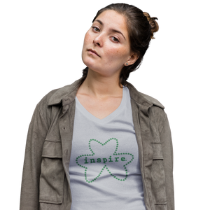 inspire Shamrock Outline Women’s recycled v-neck t-shirt