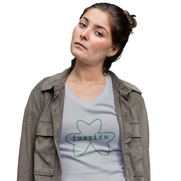 inspire Shamrock Outline Women’s recycled v-neck t-shirt