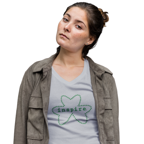 inspire Shamrock Outline Women’s recycled v-neck t-shirt