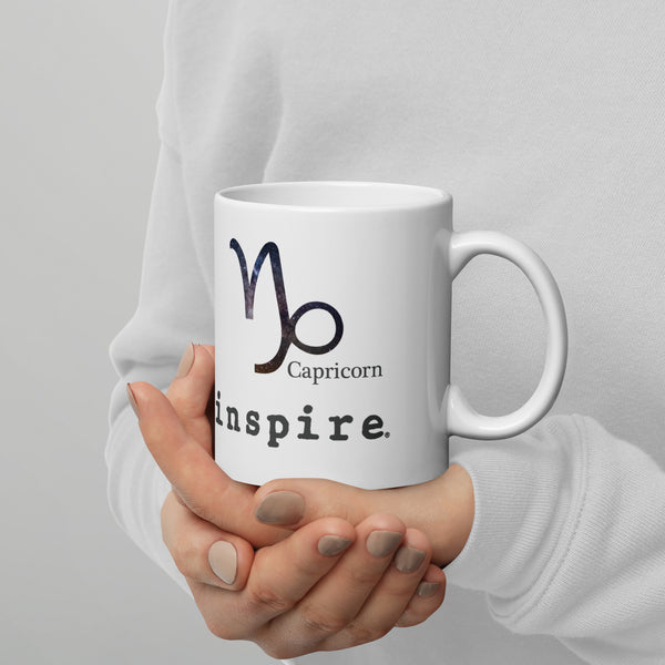 inspire Capricorn White glossy mug