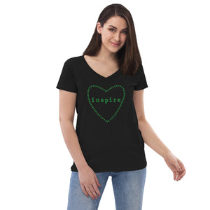 inspire Shamrock Heart Outline Women’s recycled v-neck t-shirt