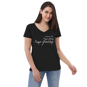 inspire To Keep Going Keep Growing Women’s recycled v-neck t-shirt