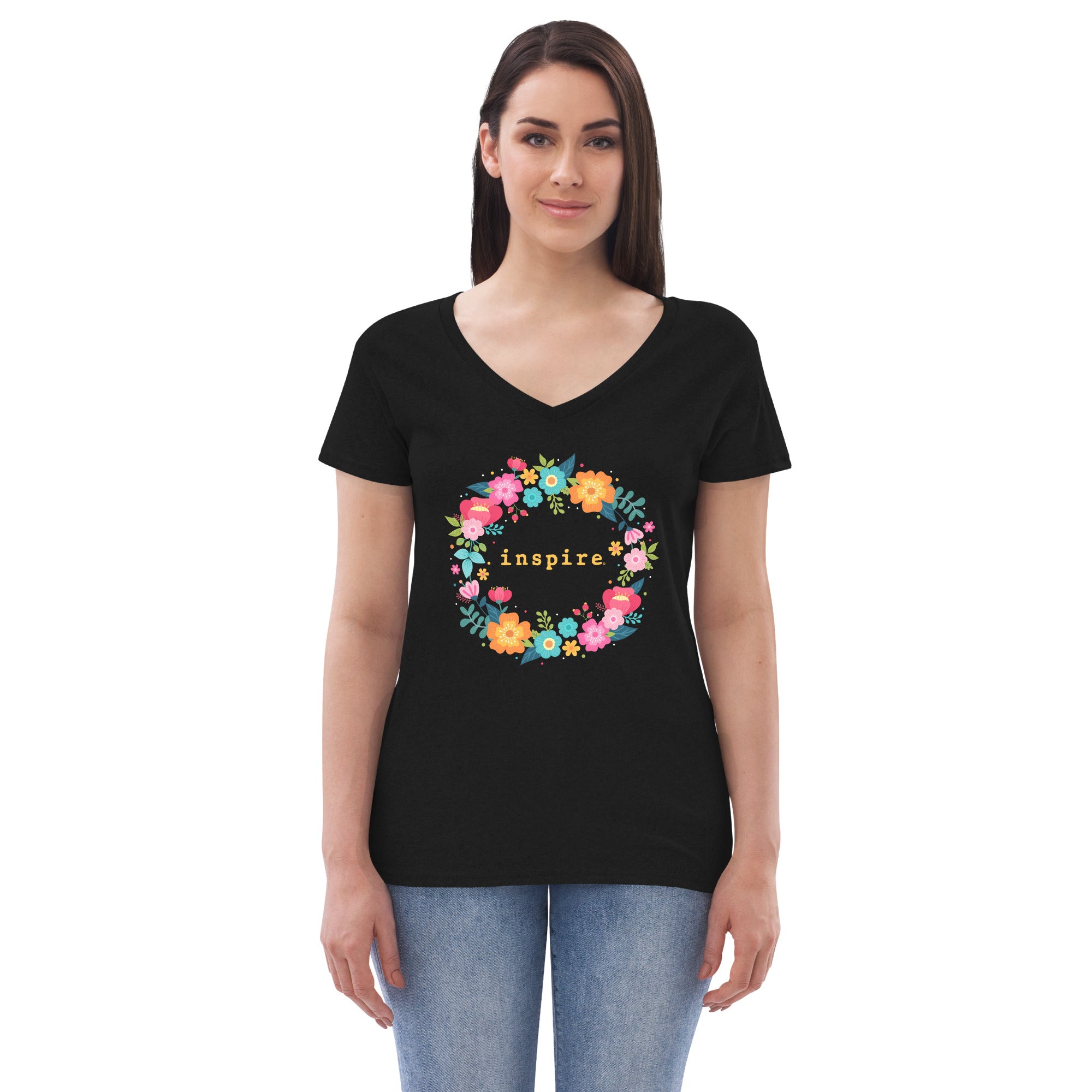 inspire Floral  Wreath Women’s recycled v-neck t-shirt