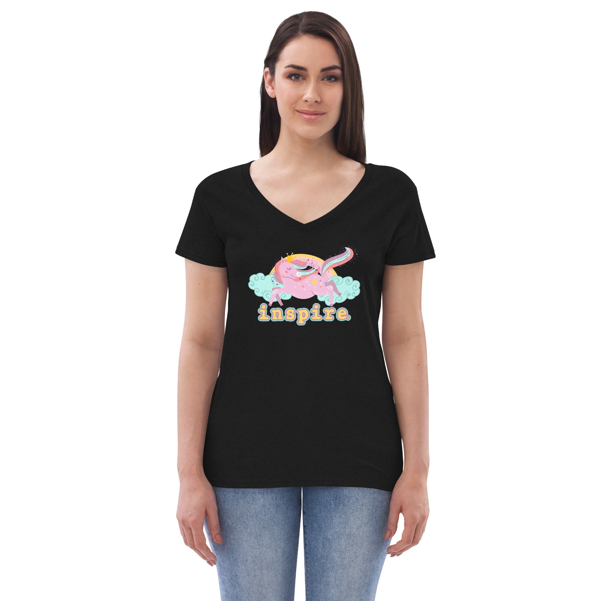 inspire Unicorn Women’s recycled v-neck t-shirt