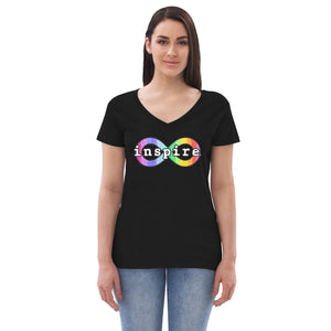 inspire Neurodiversity Awareness Rainbow Infinity  Women’s recycled v-neck t-shirt