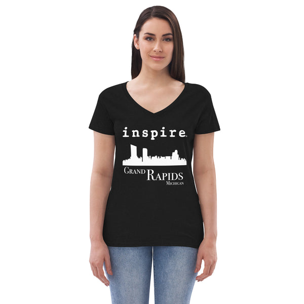 inspire Grand Rapids Skyline Women’s recycled v-neck t-shirt