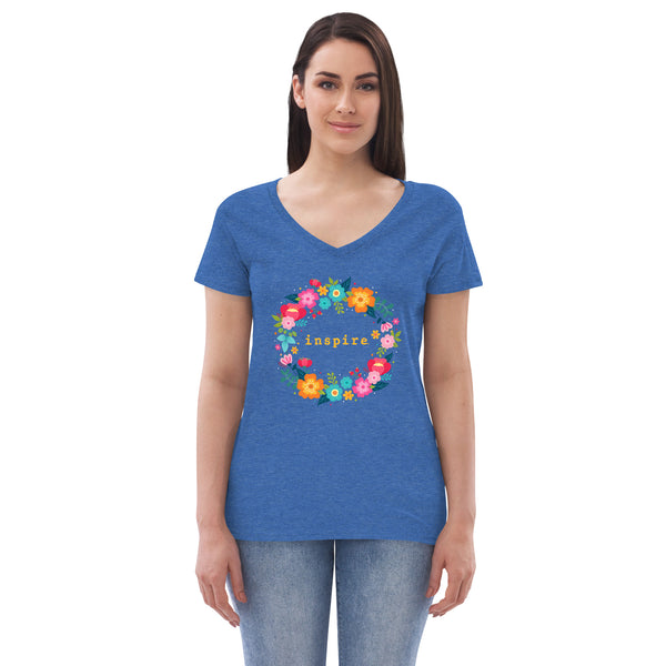 inspire Floral  Wreath Women’s recycled v-neck t-shirt