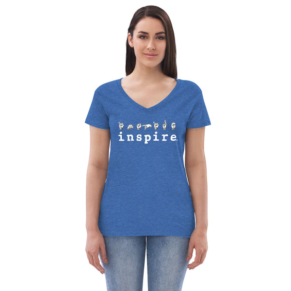 inspire ASL Women’s recycled v-neck t-shirt