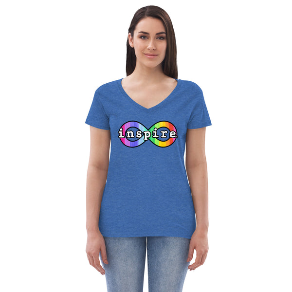 inspire Neurodiversity Awareness Rainbow Infinity  Women’s recycled v-neck t-shirt